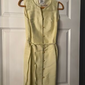 NWT Neiman Marcus Oscar de La Renta Sleevelss Butter Yellow Tie
Waist Dress